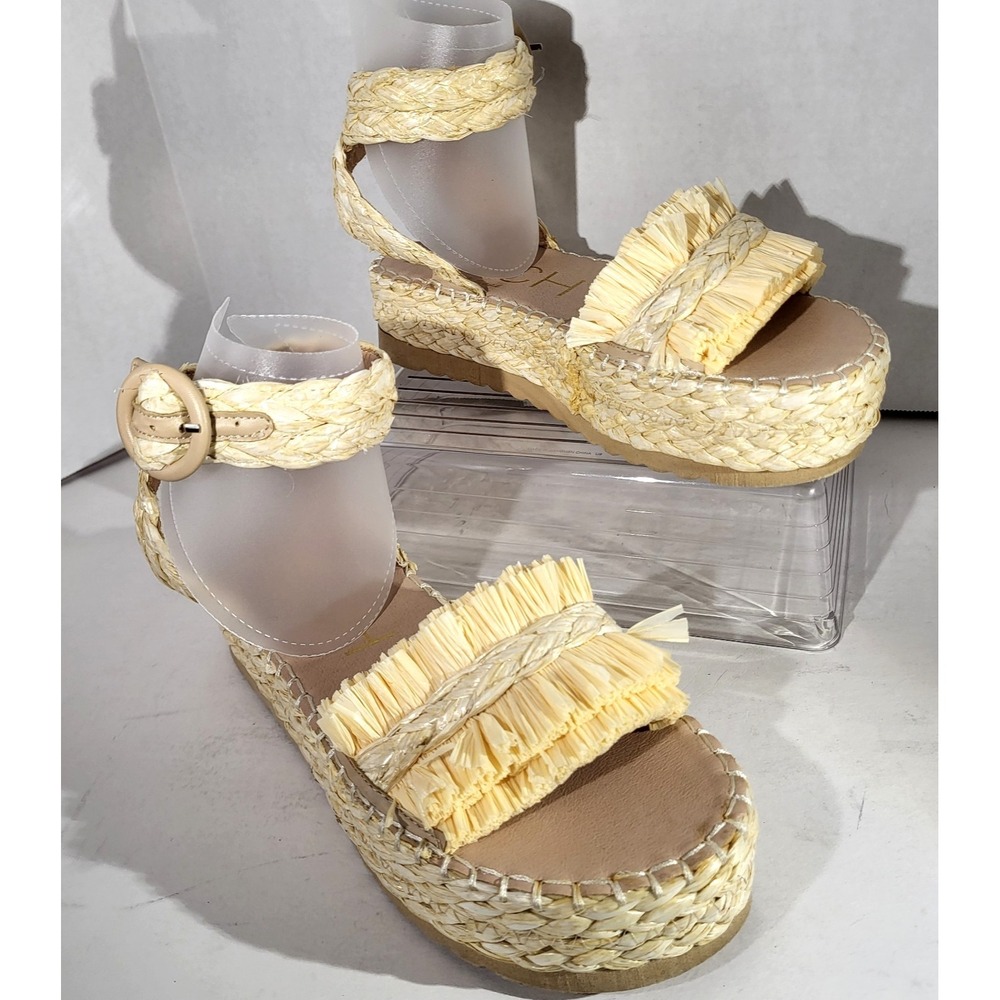 Beach by Matisse Chunky Raffia Platform Espadrille Sandals‎ Straw Women's 7